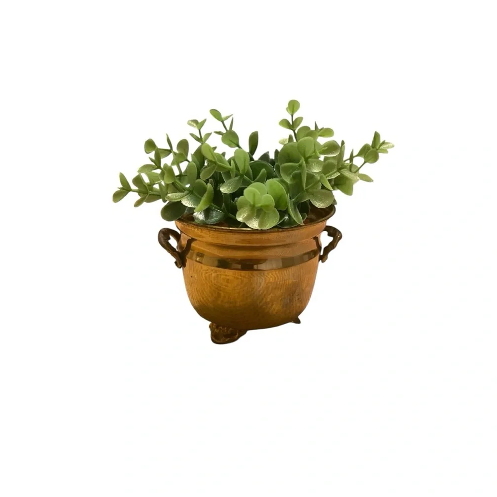 Vintage Brass Footed Planter Pot